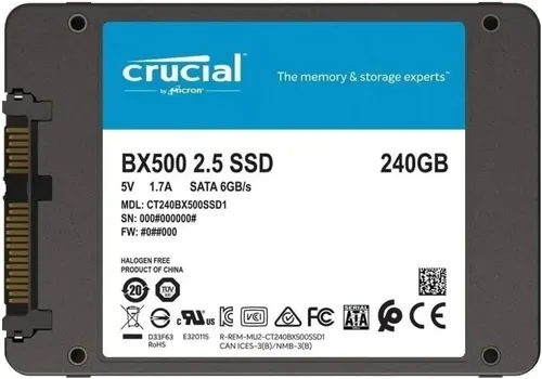 内蔵型SSD Crucial BX500 2.5 SSD 1000GB SSD Crucial BX500 240GB Disco Rígido Interno Alta Velocidade Preto