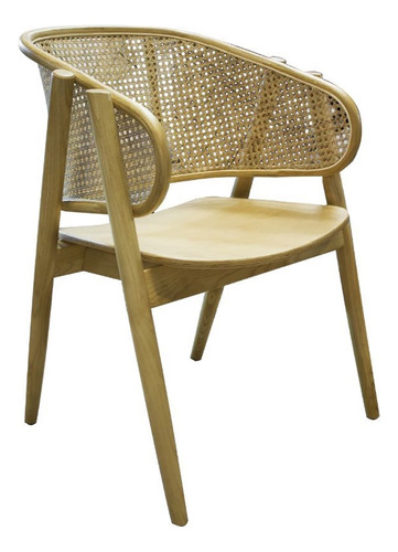 Silla De Comedor Madera Rattan Diseño Nórdica - Cane Negro Estructura De La Silla Natural Asiento Natural