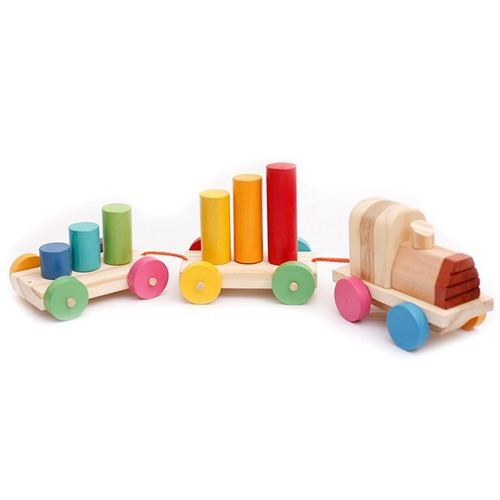 Tren De Madera Encastre Colores  Montessori / Waldorf