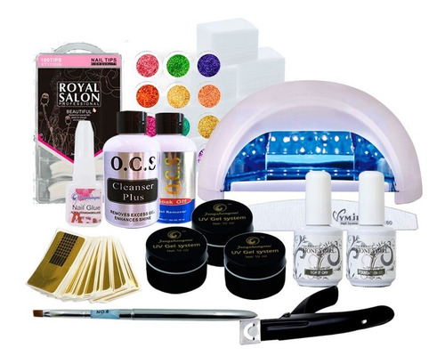 Kit Para Uñas Gel Uv Profesional Con Lampara Uv/led 48 Wts