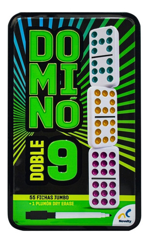 Juego De Mesa Novelty Domino Doble 9 Con 55 Fichas Jumbo