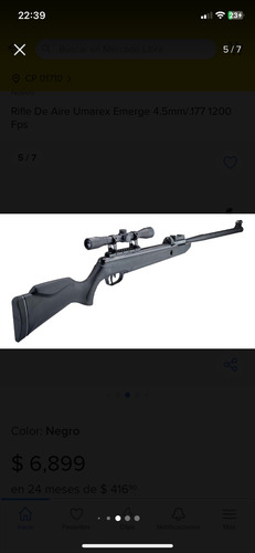Rifle Umarex Emerge Cal. 22 Como Nuevo Negro 558.8 Mm (Usado)
