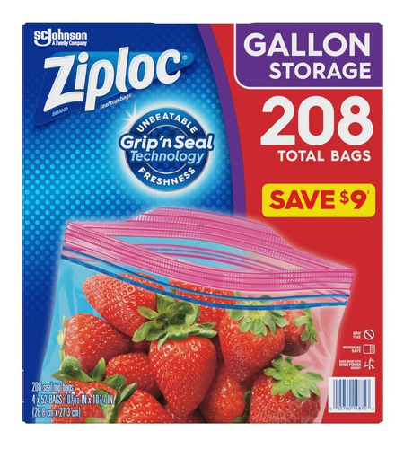 Bolsas Ziploc 208 Gallon Storage Grip N Seal Technology 