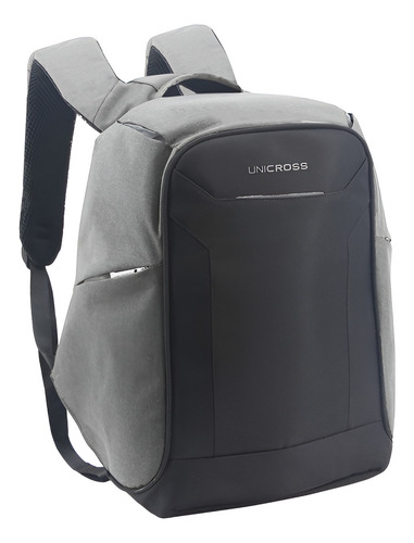 Mochila 17 Espalda Antirrobo Usb Gris Unicross - 62.3641.2 Diseño De La Tela Lisa
