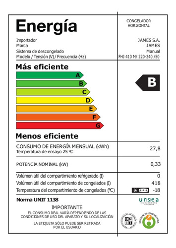 Freezer Horizontal James 400 Lts Doble Accion Gtia James