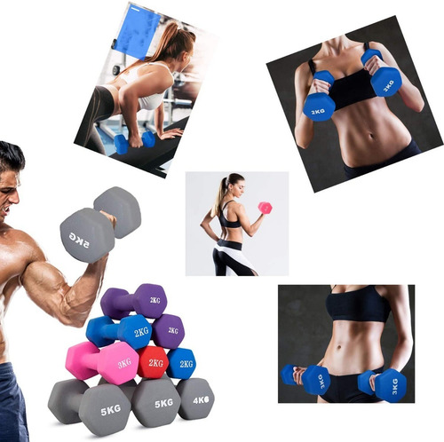 Mancuernas De Neopreno 10 Lb, Antideslizantes, Forma Hexagon Color Púrpura