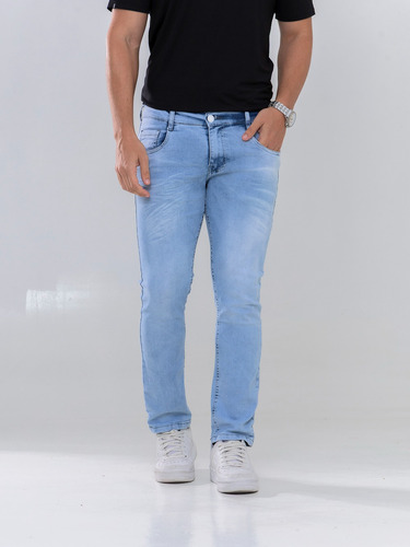 Calça Jeans Masculina Lavagem Clara Tingida Estilo Verão