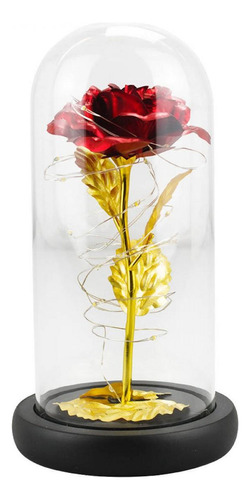 Luminária Cilíndrica Rosa Folhas Douradas Ou Vermelha 22cm