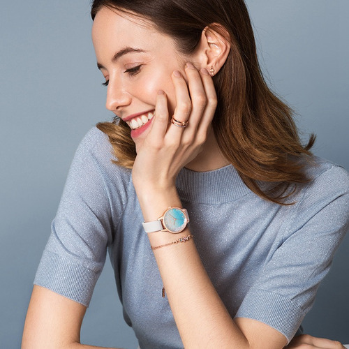 Reloj Minimalista Elegante Rosa Para Mujer Cielo Estrellado