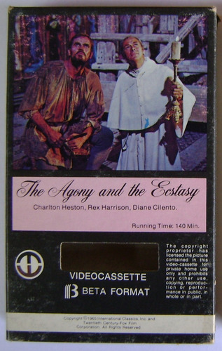 The Agony And The Ecstasy Betamax Beta Tape Charlton Heston (Usado)