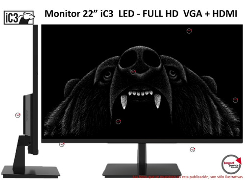 Monitor 22 Ic3  Led - Full Hd  Vga + Hdmi