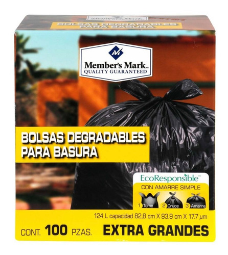 Bolsa Para Basura Member's Mark Extra Grande Con 100 Piezas