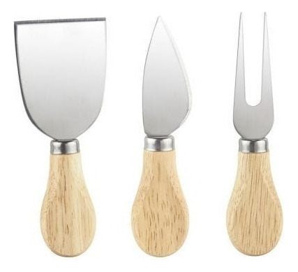 Set 3 Cuchillos Para Queso, Carnes Frias Con Tabla Redonda
