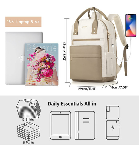 Mochila Yamtion Para Portátil Para Mujer, Mochila Escolar, B