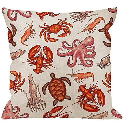Hgod Designs Throw Pillow Cover Mariscos Con Animales Marino