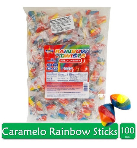 Caramelos Duros Rainbow Twists Cereza Bolsa X100 Uds.