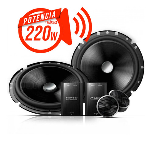 Kit 2 Vias Pioneer Ts-c170br Alto Falante 220w Com Crossover