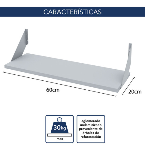 Combo X3 Centro Estant Estante Repisa Con Ménsula 60x20 Cm