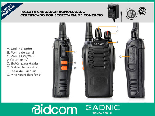 Handy Radio Uhf 16ch Manos Libres Vox Gadnic Kit X 3 Handies