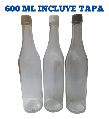 Botella Vidrio 600 Ml 12 Piezas Tapa Dorada 600 Ml