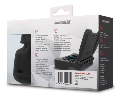 Funda + Kit De Carga Negro Power Play Dreamgear New 3ds Xl