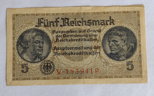 Billete De Alemania Año 1942 Segunda Guerra 