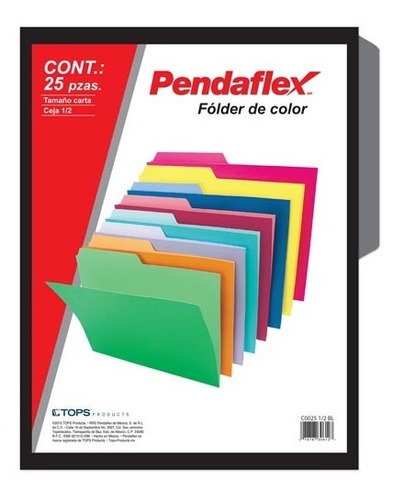 Folder Pendaflex 02512bl Carta Negro Pack C/25 Pzs 1/2 Ceja