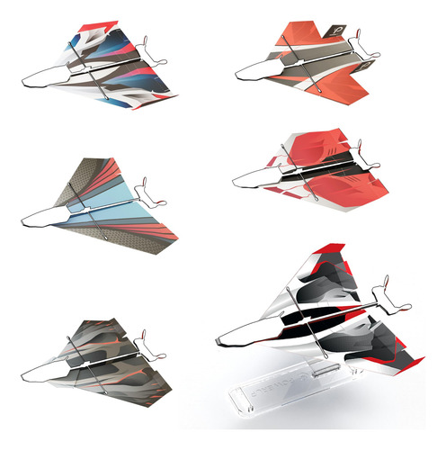 Plantillas De Aviones De Papel Powerup 2.0 Y 4.0 12 Unidades Rojo, Blanco, Negro, Azul
