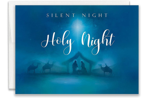 Silent Night - Tarjeta De Navidad Religiosa Con Escritura  2