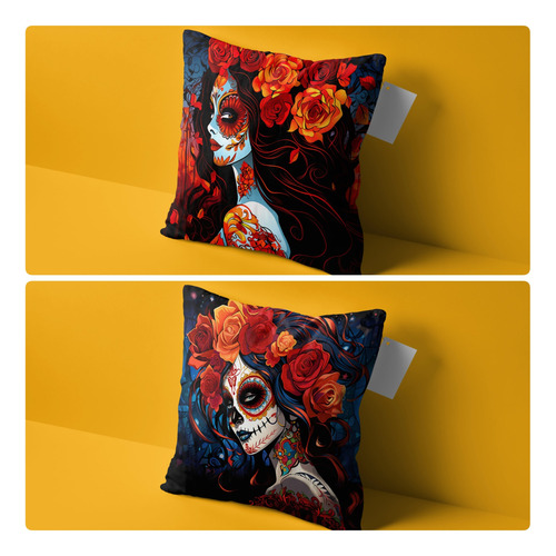 Souvenir 5 Almohadas 30x30cm Catrina Mexicana Halloween