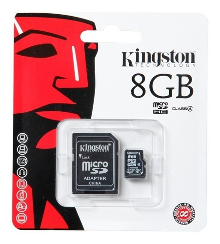 Cartão De Memória Kingston 8gb Micro Sd 2x1
