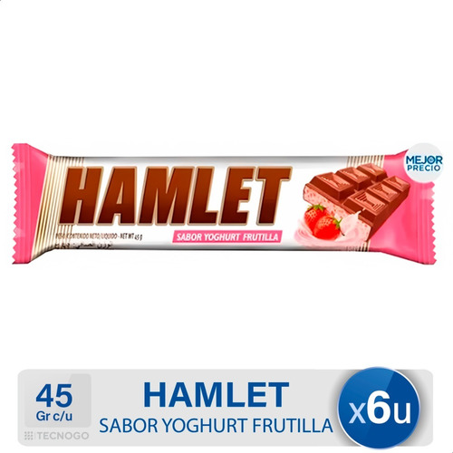 Chocolate Hamlet Yoghurt Y Frutilla Tableta - Pack X6