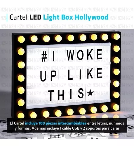 Cartel Luminoso Led Pizarra Light Box Cine Grande Letras