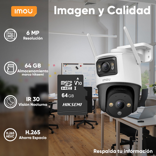 Imou Cámara De Seguridad Cruiser 6mp Ipc-s7xn-6m0wed-plus-64 Con Microsd 64gb Doble Lente Fullcolor Imou Sense Alta Definición Audio Doble Vía Detección De Humanos 6m0wed Protección Exterior Ip66