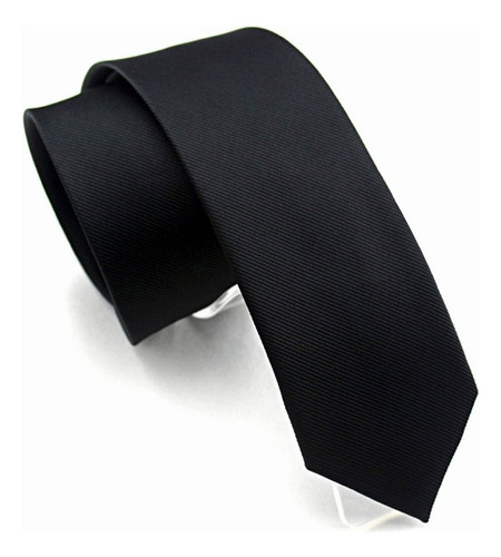 Classic Color Solid Color Corbata Delgada Slim Lazo Hecha Color Negro