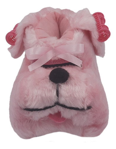 Pantufla De Peluche De Perrita Fodonga Rosa Chica