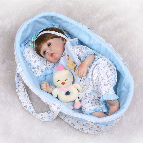 Reborn Bebé Muñeca En Cuna 40cm Moda Bebé Juguetes Para Niño