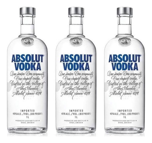 3 Unidades Absolut Original 1l