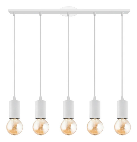 Colgante Techo Simple Moderno 5 Luces Apto E27 Lampara Deco Color Blanco DELTA-5