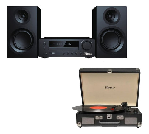 Kit Perfeito Mini System Ss002 E Vitrola Raveo Sonetto Cor Preto Potência Rms 330 W