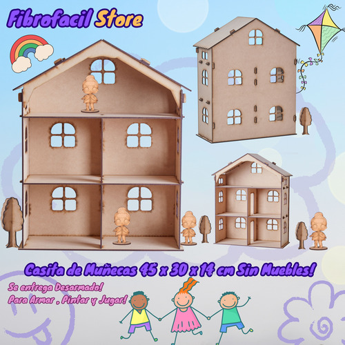 Casa De Muñecas Lolita Fibrofácil Mdf Sin Muebles Lolita