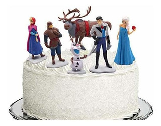 Princesa Elsa Frozen Figures Cake Topper Fiesta de cumpleaños Pastel Decoración de Tartas Decoración Fiesta Temática Pequeño Regalo Cumpleaños Fiesta Home Car Decoration Ornamentos 6Pcs 