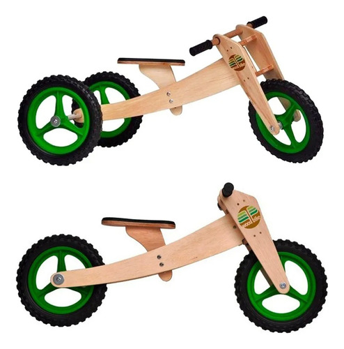Triciclo Que Vira Bicicleta De Equilíbrio Madeira Woodbike