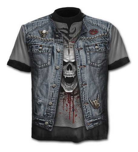 Camisa Gótica Con Diseño De Calavera Estampada En 3d Para Ho