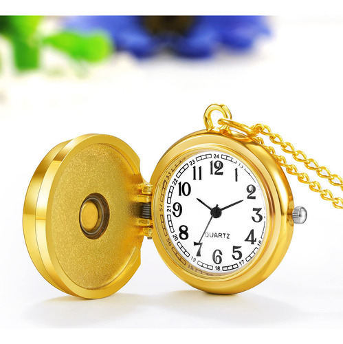 Reloj De Bolsillo Jewelrywe Dorado Con Colgante Y Cadena
