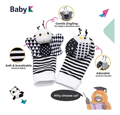 BABY K Calcetines y muñequeras para bebés (juego E) – Juguetes para recién  nacidos para bebé niño o niña – Juguetes para bebés de desarrollo cerebral