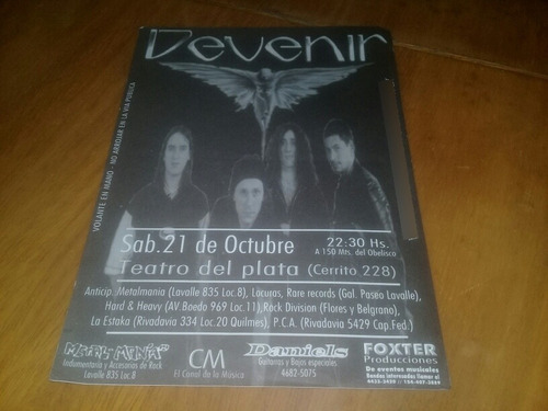 Flyer Volante Devenir Mario Ian 21 Octubre Teatro Del Plata