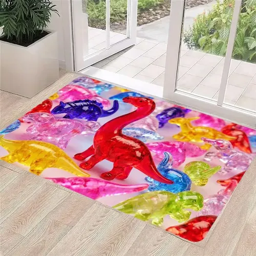 Rainbow Gummy Dinosaur Area Rug 3d Glossy Translucent Dino