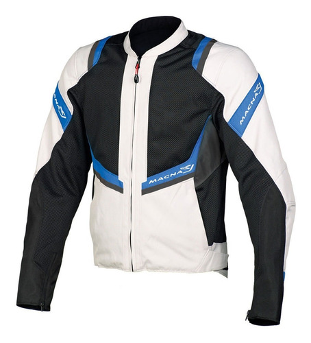 Campera Touring Macna Flare Gris Azul Negro