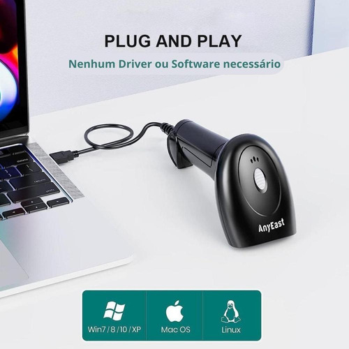 Leitor De Código De Barras Com Fio 2d Portátil Usb